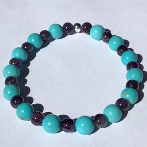Turquoise Magnesite Purple Amethyst Bracelet